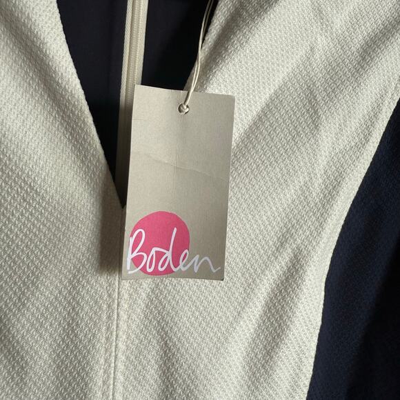 Boden Womens Dress Sz 16 Freida Textured Navy Blue Ivory Shift Fit and Flare NEW - Picture 8 of 10